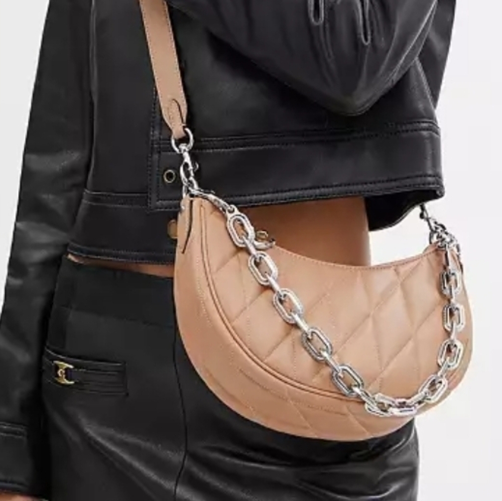 Coach Mira Shoulder Bag With Pillow Quilted In Silver/Buff